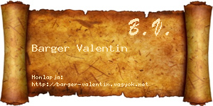 Barger Valentin névjegykártya